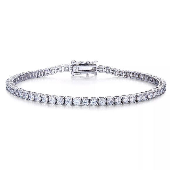 KIOKORI Jewelry - 5.5-Carats Tennis Bracelet 7" GRA Certified Moissanite Diamonds Sterling Silver